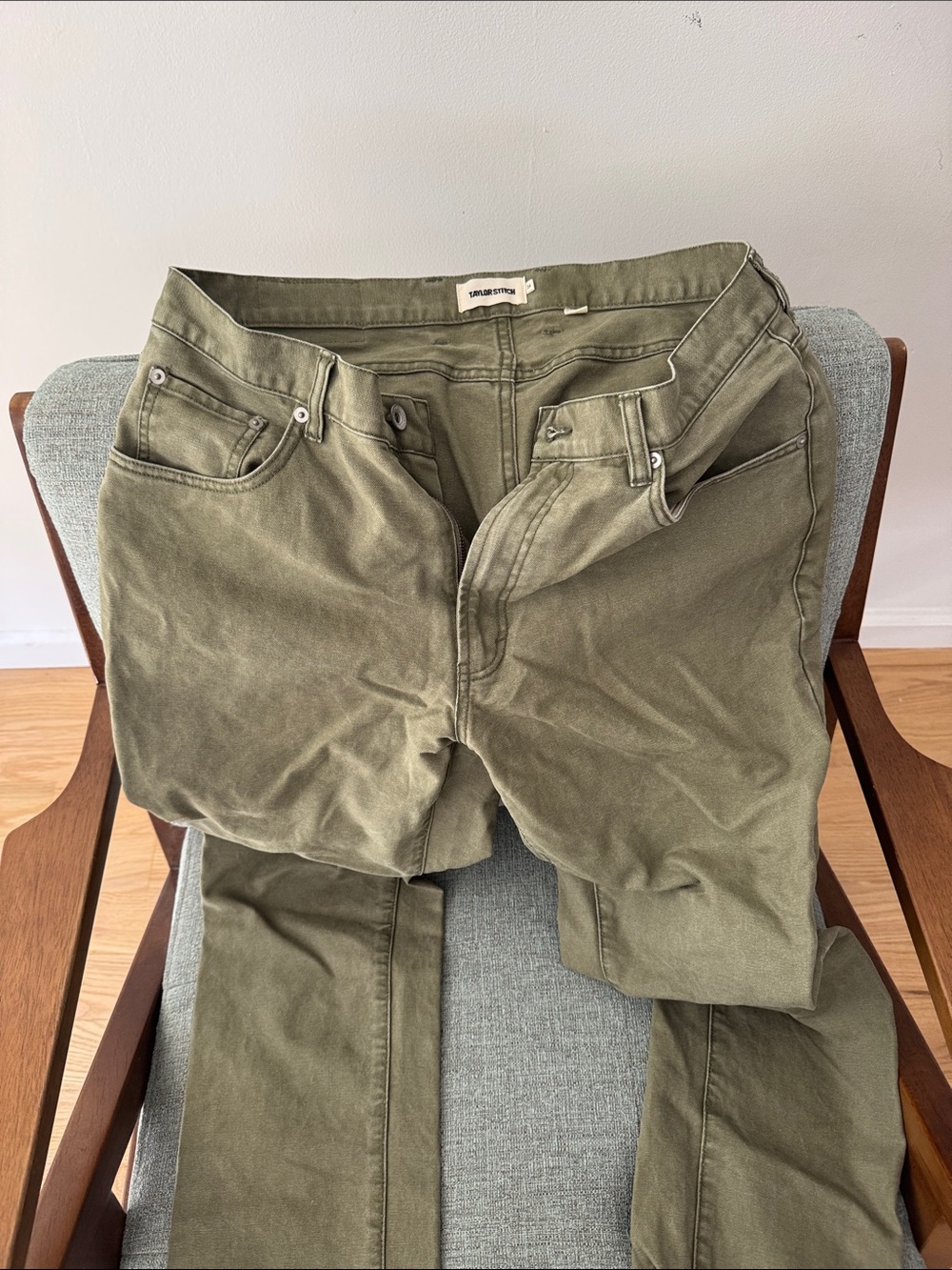 Taylor Stitch Olive Green Relaxed Men's Jeans